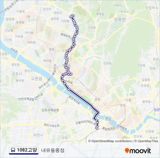 1082고양 버스 노선 지도