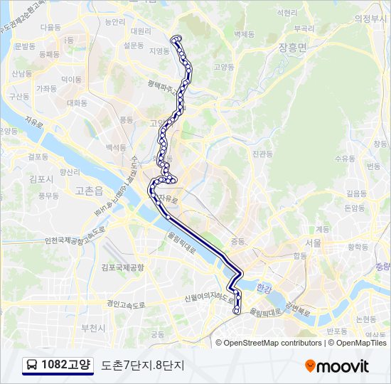 1082고양 버스 노선 지도