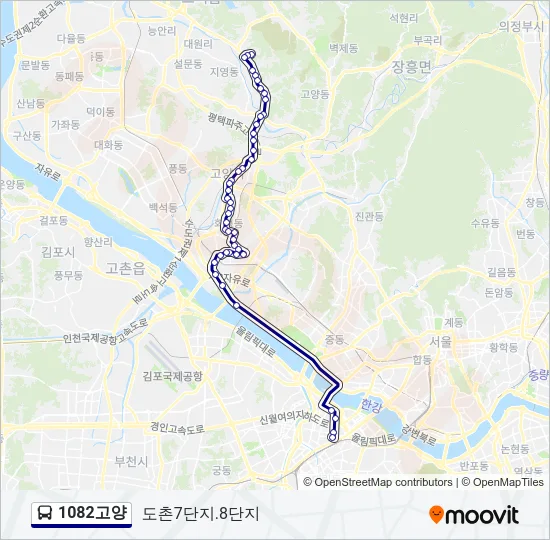 1082고양 버스 노선 지도