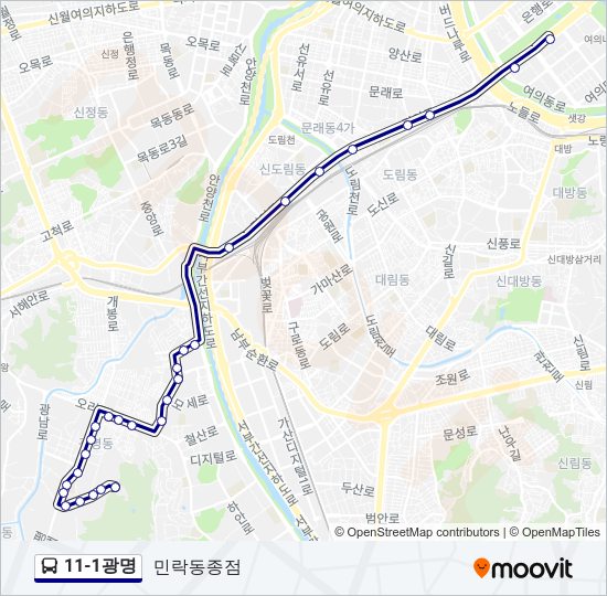 11-1광명 버스 노선 지도