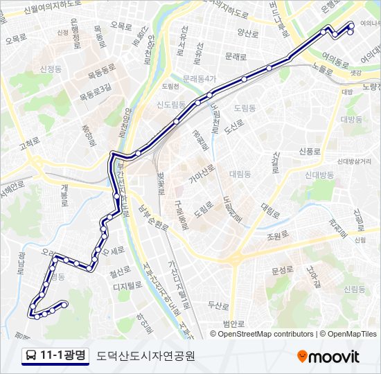 11-1광명 버스 노선 지도