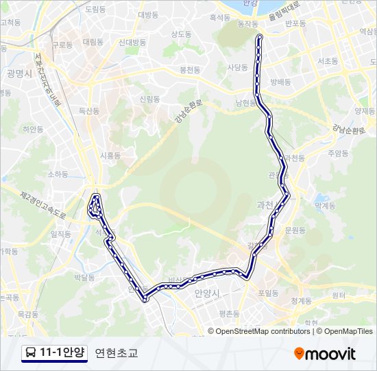 11-1안양 bus Line Map