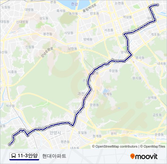 11-3안양 Bus Line Map