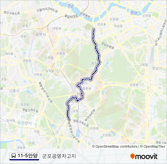 11-5안양 버스 노선 지도