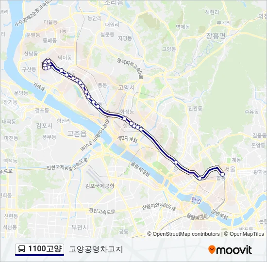 1100고양 버스 노선 지도