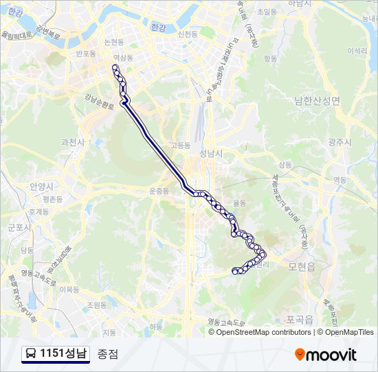 1151성남 bus Line Map