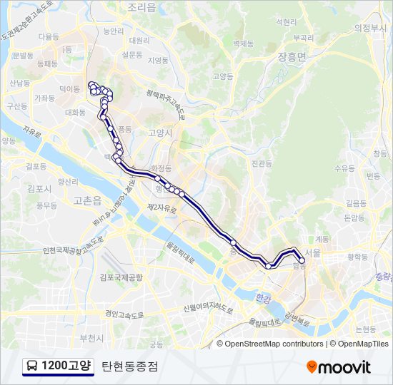 1200고양 버스 노선 지도