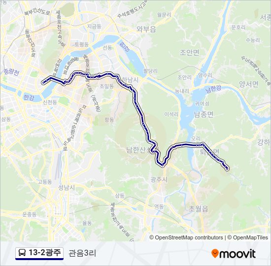 13-2광주 버스 노선 지도