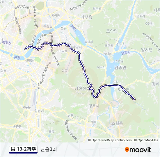 13-2광주 버스 노선 지도