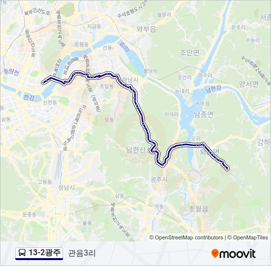 13-2광주 bus Line Map