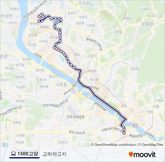 1500고양 버스 노선 지도