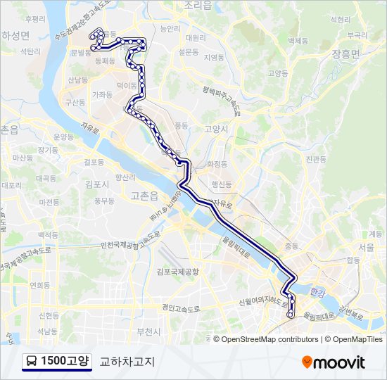 1500고양 bus Line Map