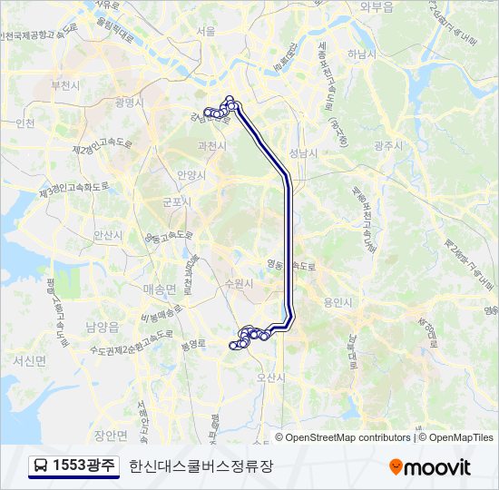 1553광주 버스 노선 지도