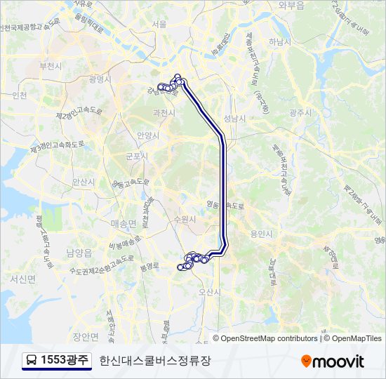 1553광주 bus Line Map