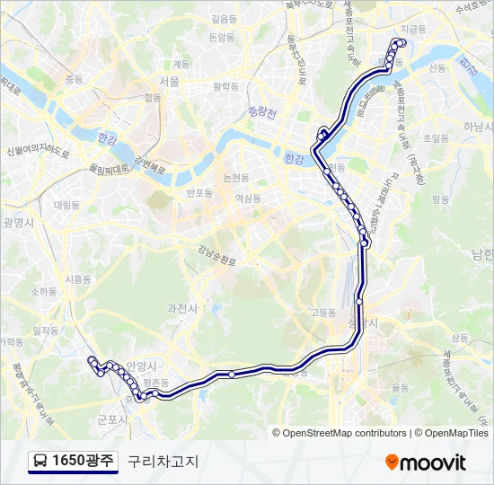 1650광주 버스 노선 지도