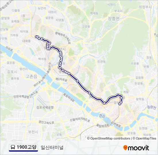 1900고양 버스 노선 지도