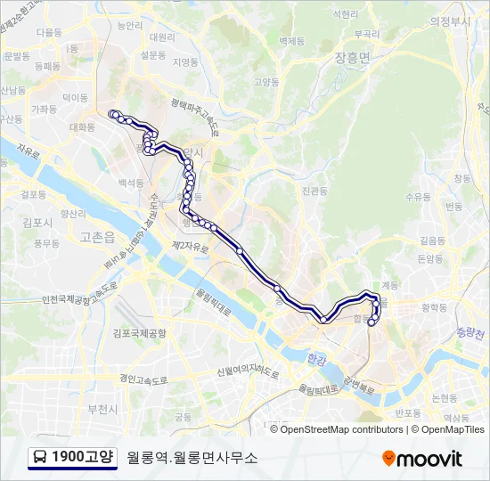1900고양 버스 노선 지도
