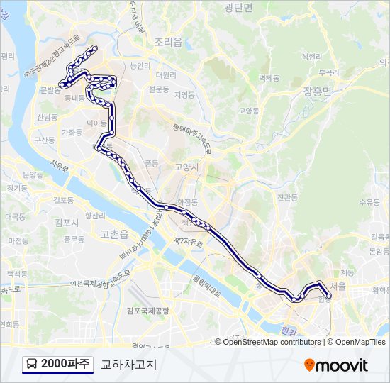 2000파주 버스 노선 지도