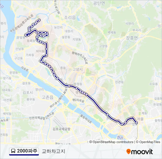 2000파주 버스 노선 지도