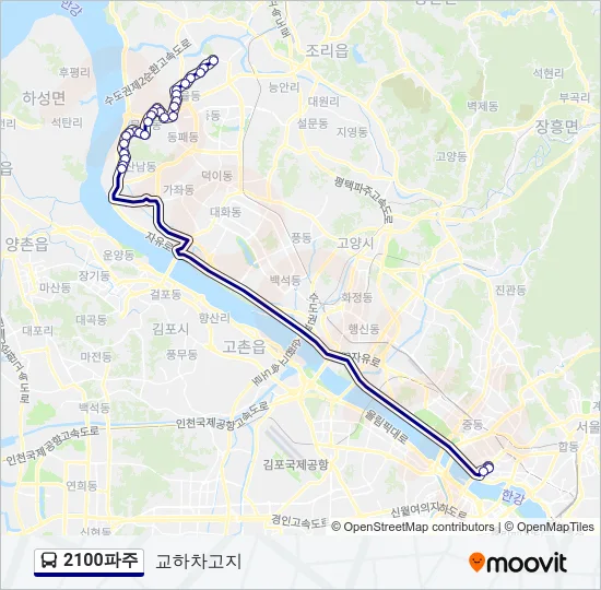 2100파주 Bus Line Map