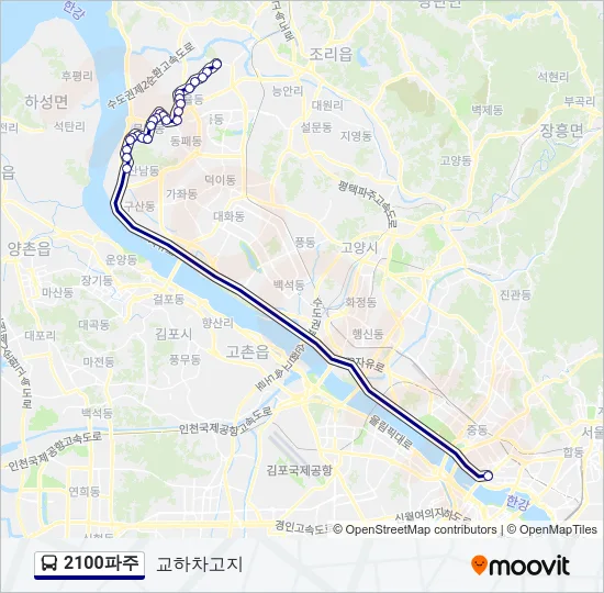 2100파주 버스 노선 지도