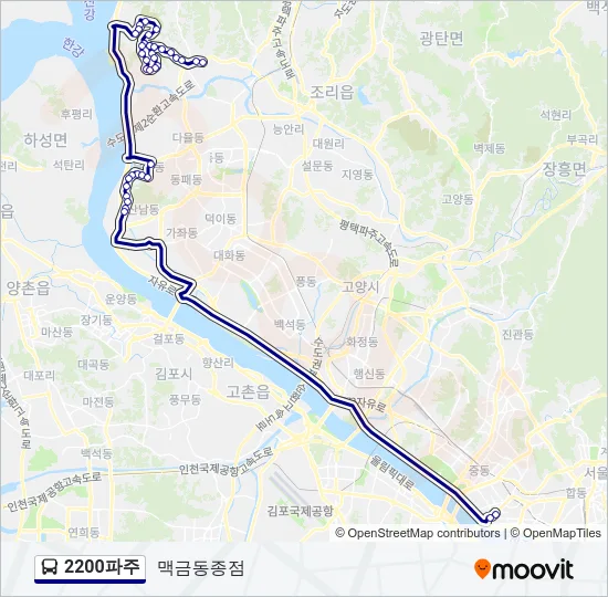 2200파주 Bus Line Map