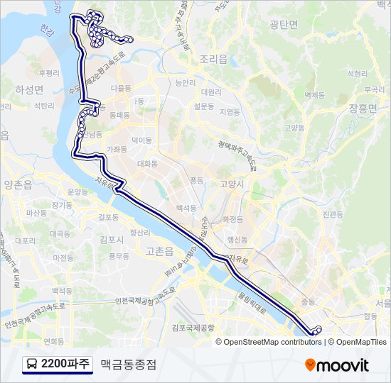 2200파주 bus Line Map