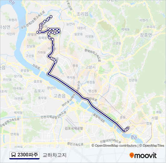 2300파주 bus Line Map