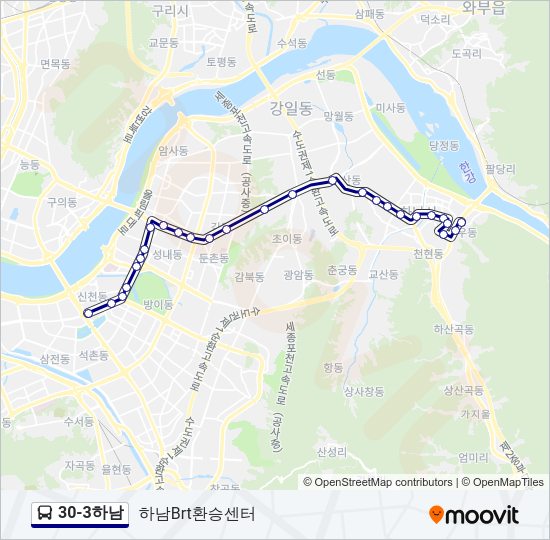 30-3하남 버스 노선 지도