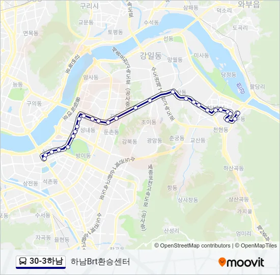 30-3하남 버스 노선 지도