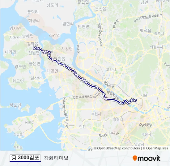 3000김포 버스 노선 지도