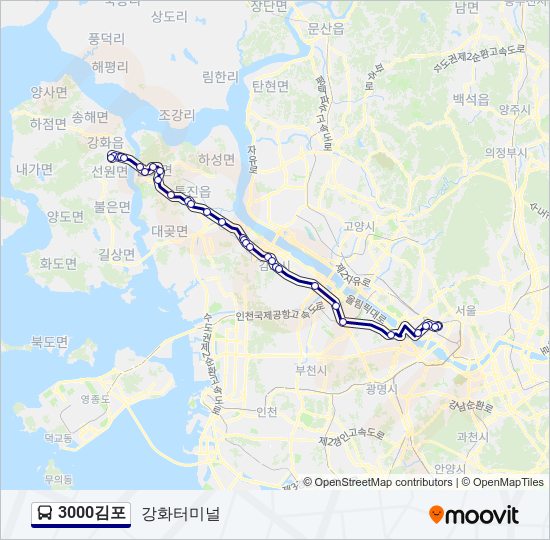 3000김포 버스 노선 지도