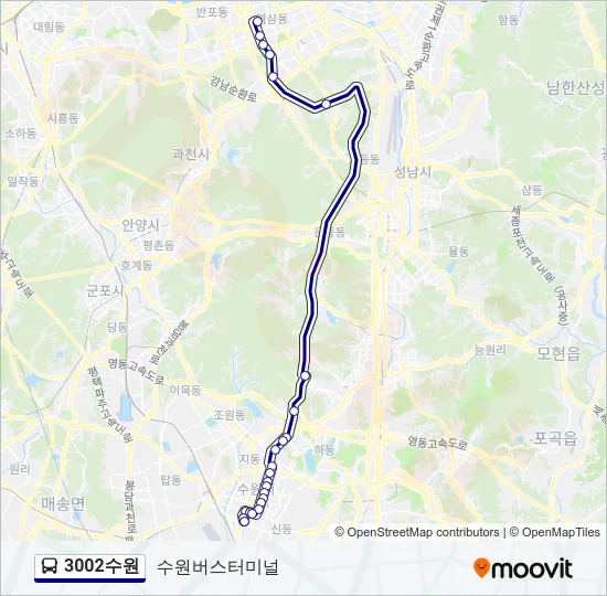 3002수원 버스 노선 지도