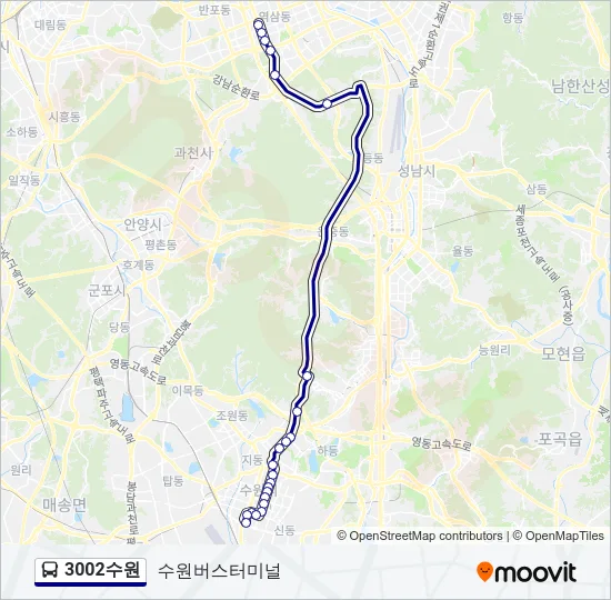 3002수원 버스 노선 지도