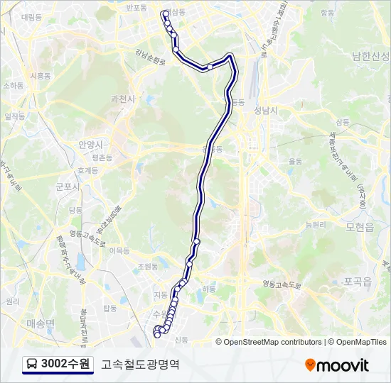 3002수원 버스 노선 지도