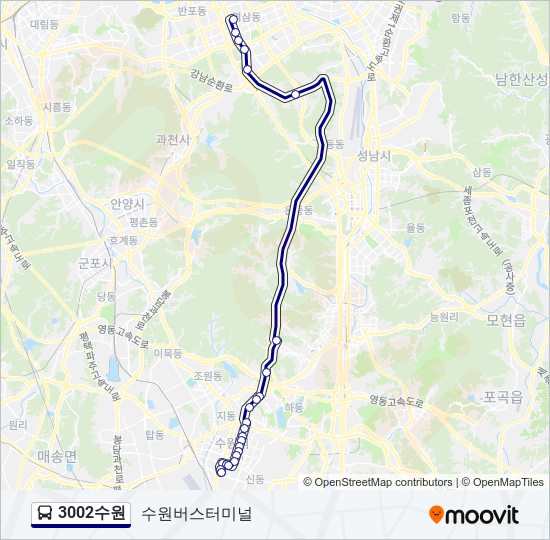 3002수원 bus Line Map