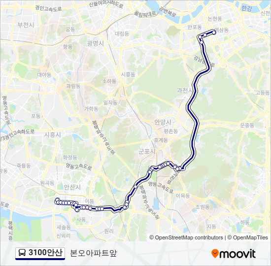 3100안산 Bus Line Map