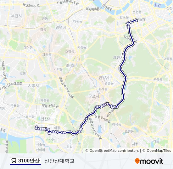 3100안산 bus Line Map