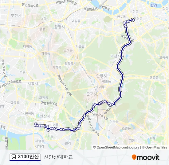 3100안산 Bus Line Map