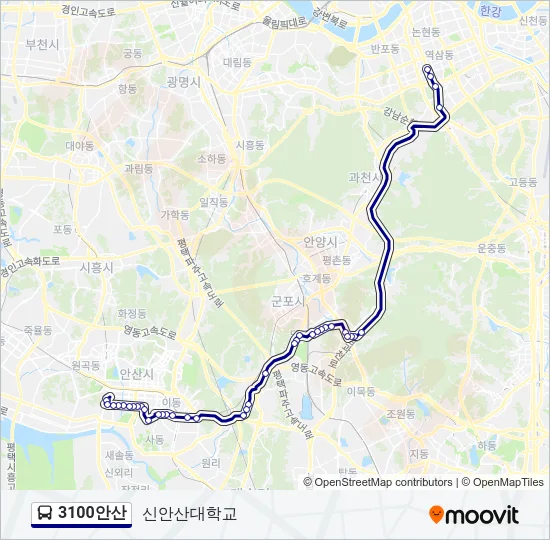 3100안산 Bus Line Map