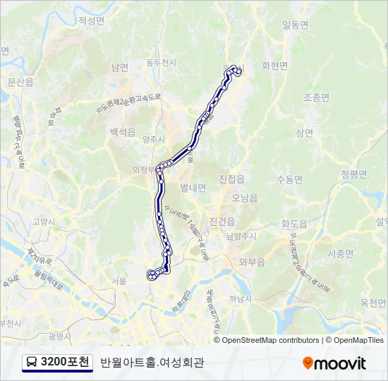 3200포천 버스 노선 지도