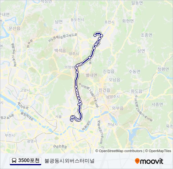 3500포천 bus Line Map