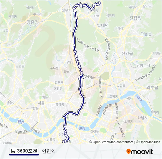 3600포천 버스 노선 지도