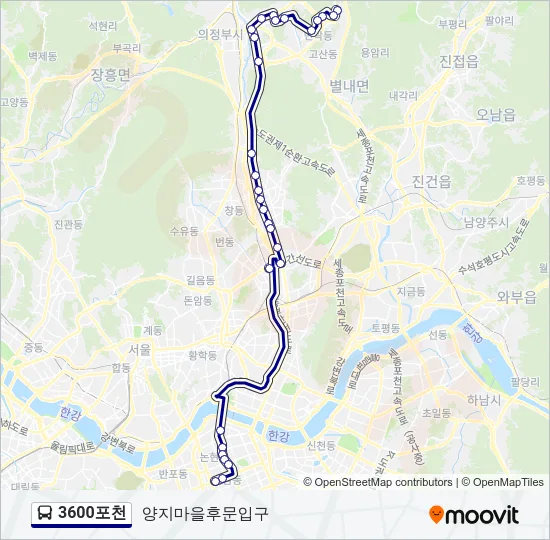3600포천 버스 노선 지도