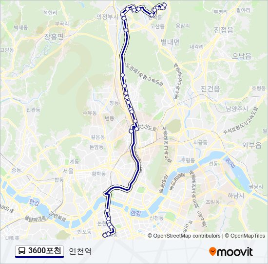 3600포천 bus Line Map