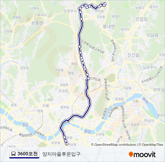 3600포천 bus Line Map