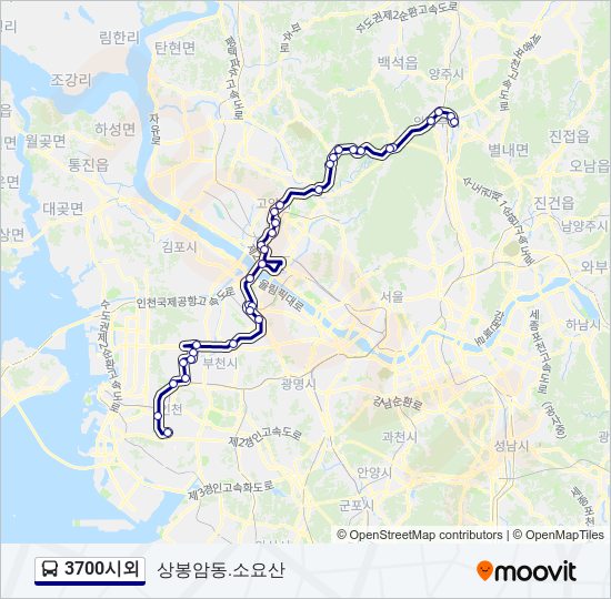 3700시외 버스 노선 지도