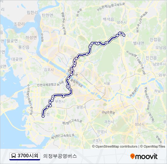 3700시외 버스 노선 지도