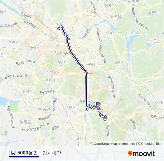 5000용인 버스 노선 지도