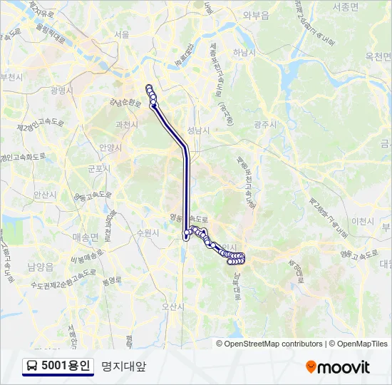 5001용인 Bus Line Map